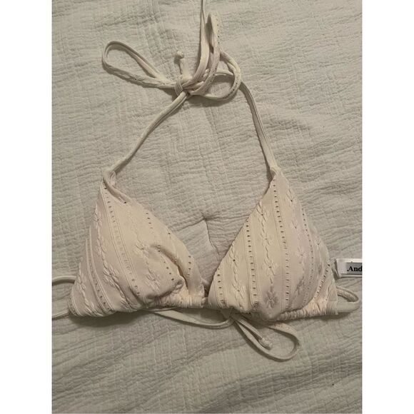 New Andie Swim  Eyelet Coconut String Bikini Top - Picture 2 of 5